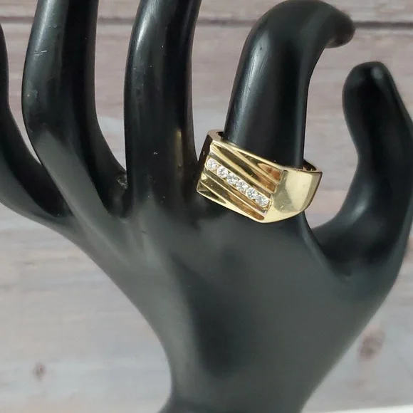 Sterling Silver 925 Channel Gold Ring - Picture 8 of 8